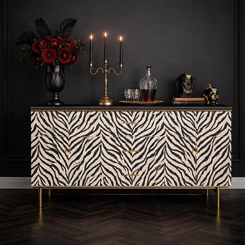 Zebra print wallpaper with black & white stripes